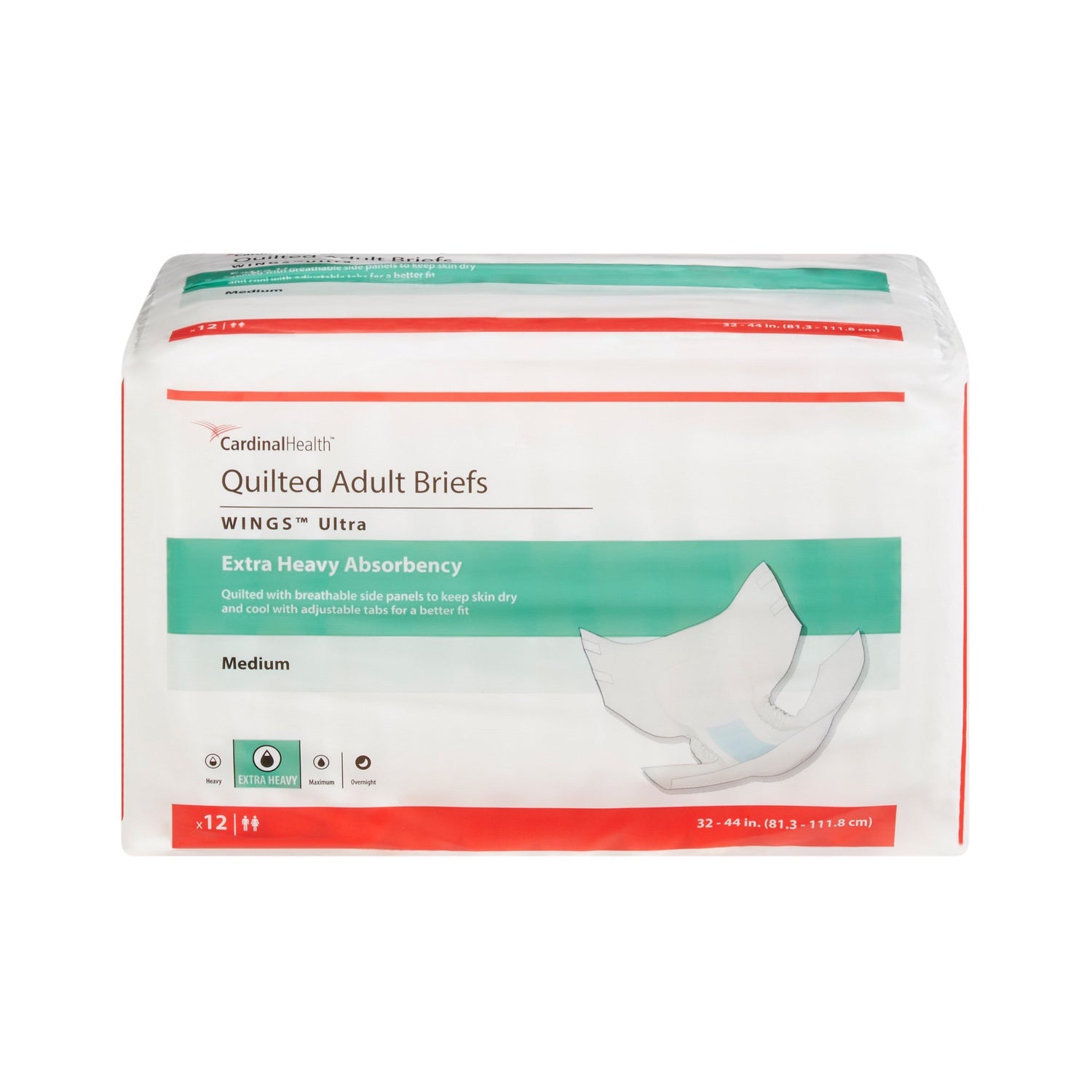 Unisex Adult Incontinence Brief Wings™ Ultra Medium Disposable Heavy Absorbency - BeHope