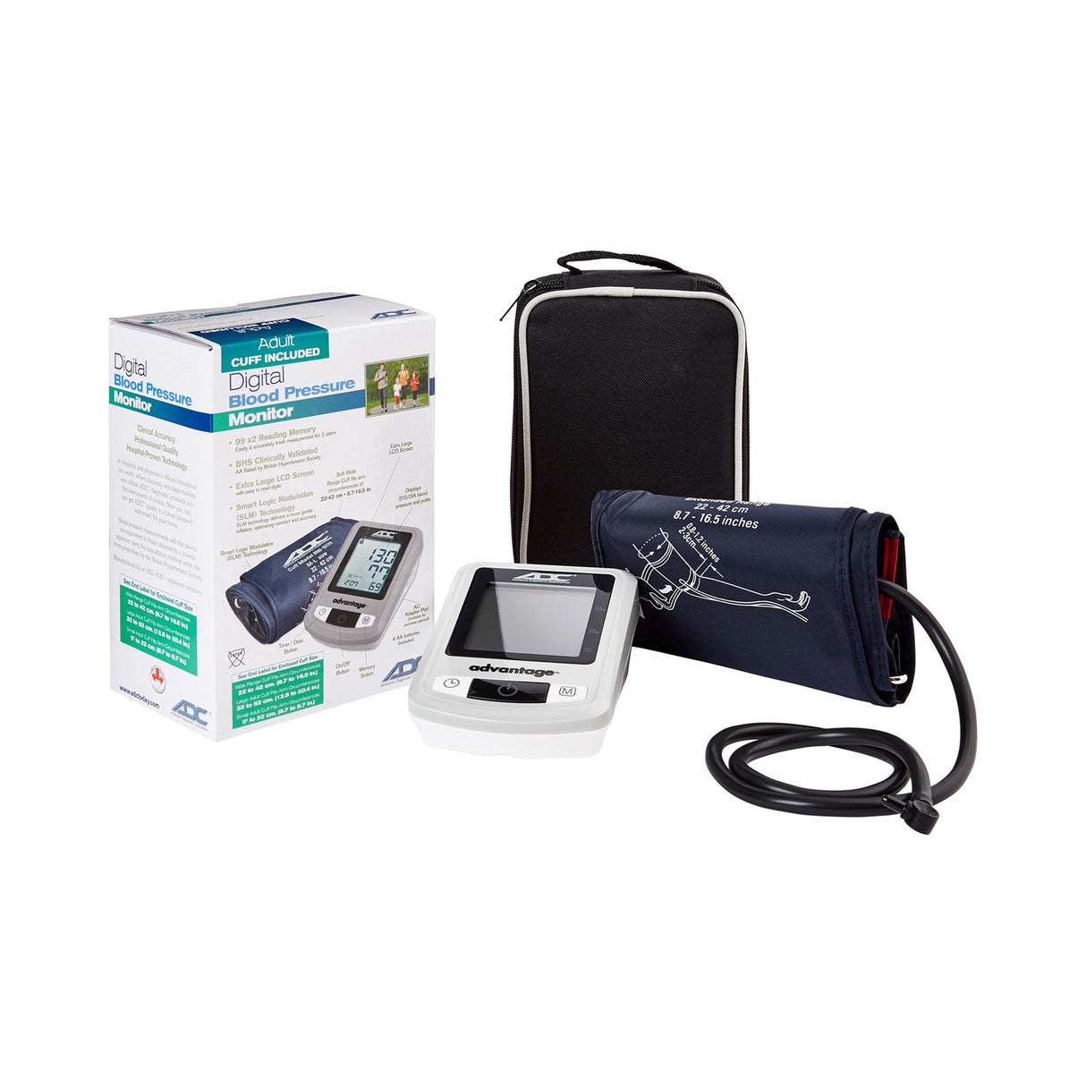 Home Automatic Digital Blood Pressure Monitor Advantage™ 6021N Series Wide Range Nylon Cuff 22 - 42 cm Desk Model - BeHope