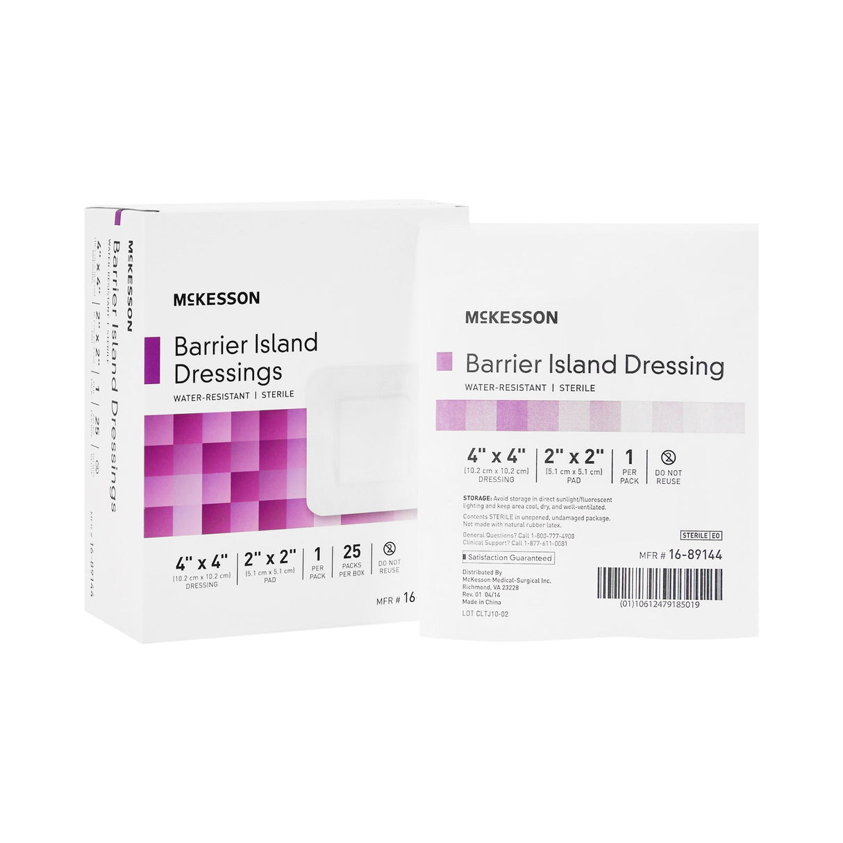 Barrier Island Composite Dressing McKesson 4 X 4 Inch Square Sterile Water Resistant Film Backing - BeHope