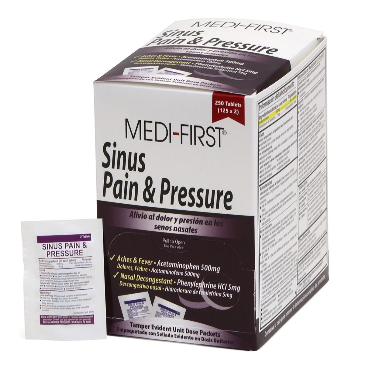 Sinus Relief Medi-First® 500 mg - 5 mg Strength Tablet 250 per Box - BeHope
