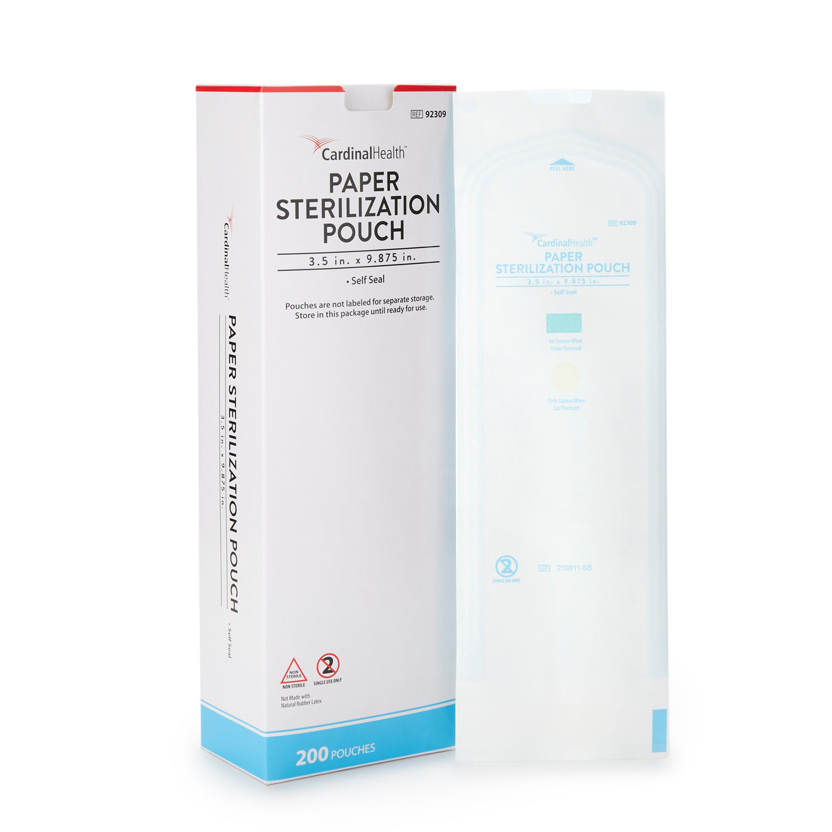 Sterilization Pouch Cardinal Health™ Ethylene Oxide (EO) Gas / Steam 3-1/2 X 9 Inch Transparent / White Self Seal Paper / Film - BeHope