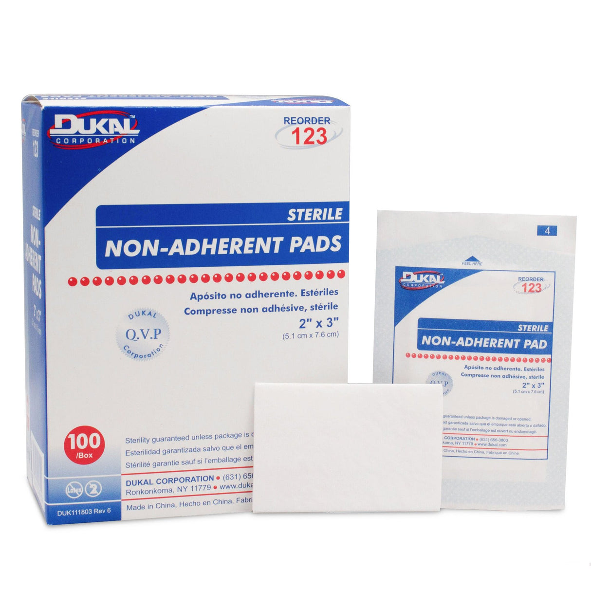 Non-Adherent Dressing Dukal™ 2 X 3 Inch Sterile 1 per Pack - BeHope