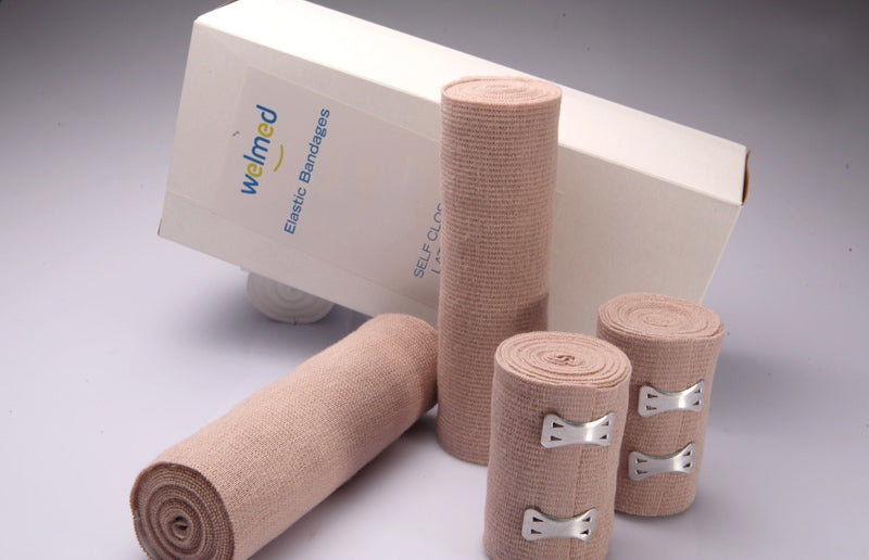 Elastic Bandage Welmed 4 Inch X 5 Yard Clip Detached Closure Tan NonSterile Standard Compression - BeHope