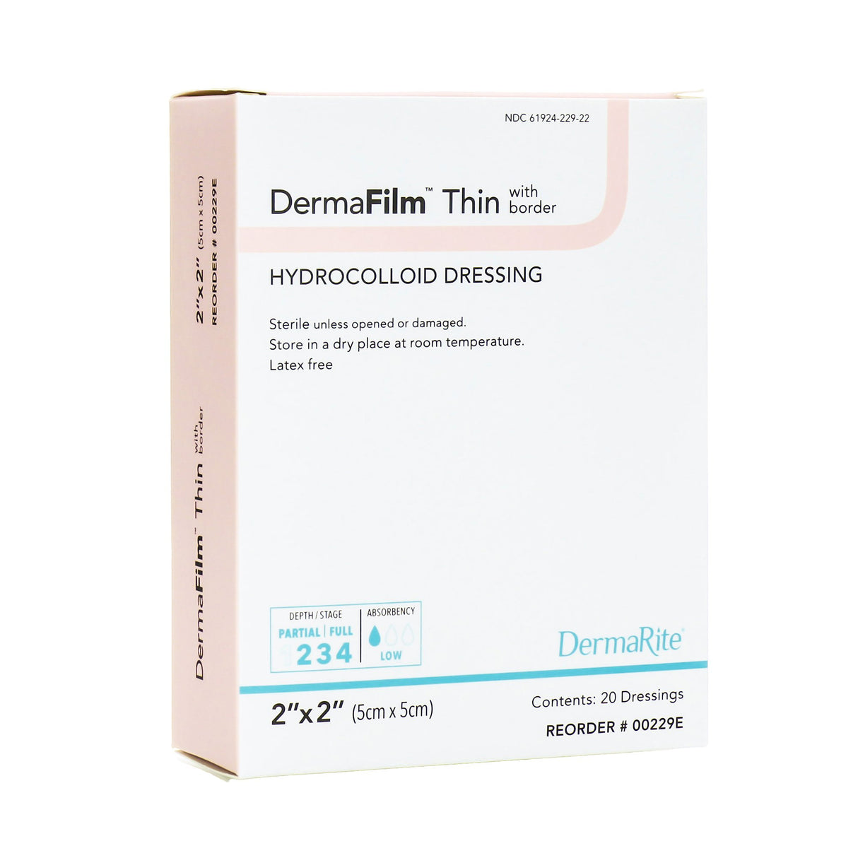 Thin Hydrocolloid Dressing DermaFilm® Film Backing 2 X 2 Inch Square Hydrocolloid / Film - BeHope