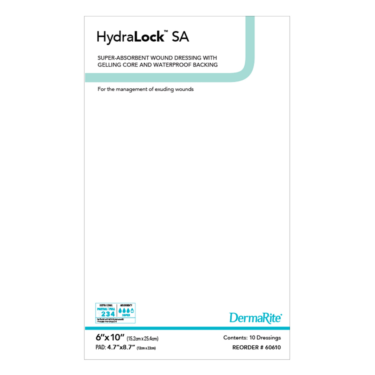 Super Absorbent Dressing HydraLock™ SA 6 X 10 Inch Rectangle - BeHope
