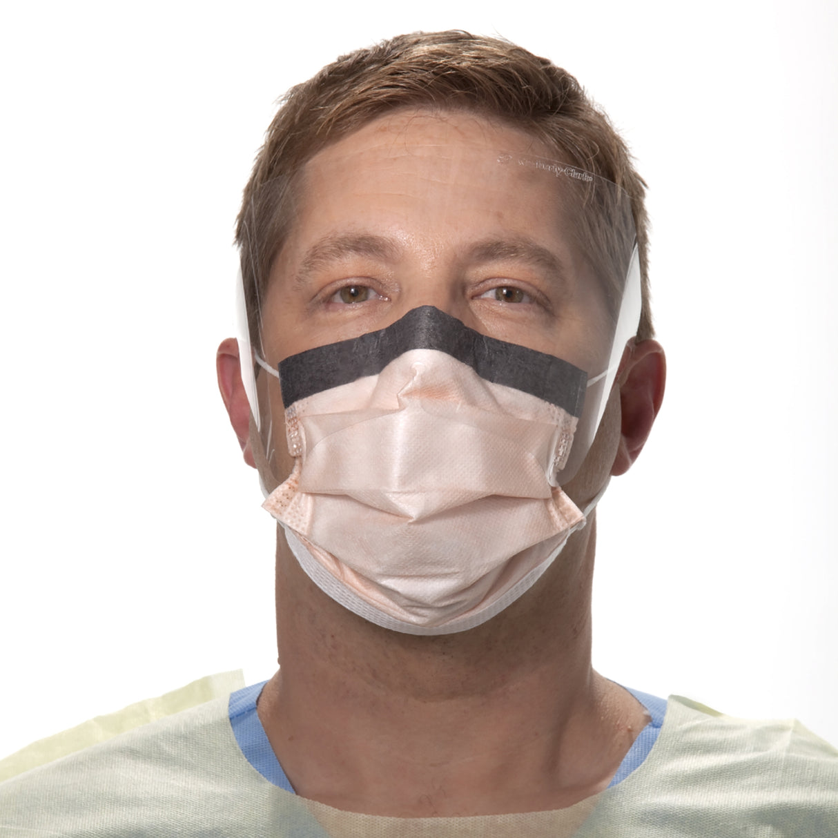 Procedure Mask with Eye Shield FluidShield Anti-fog Foam ASTM Level 3 Earloops One Size Fits Most - BeHope