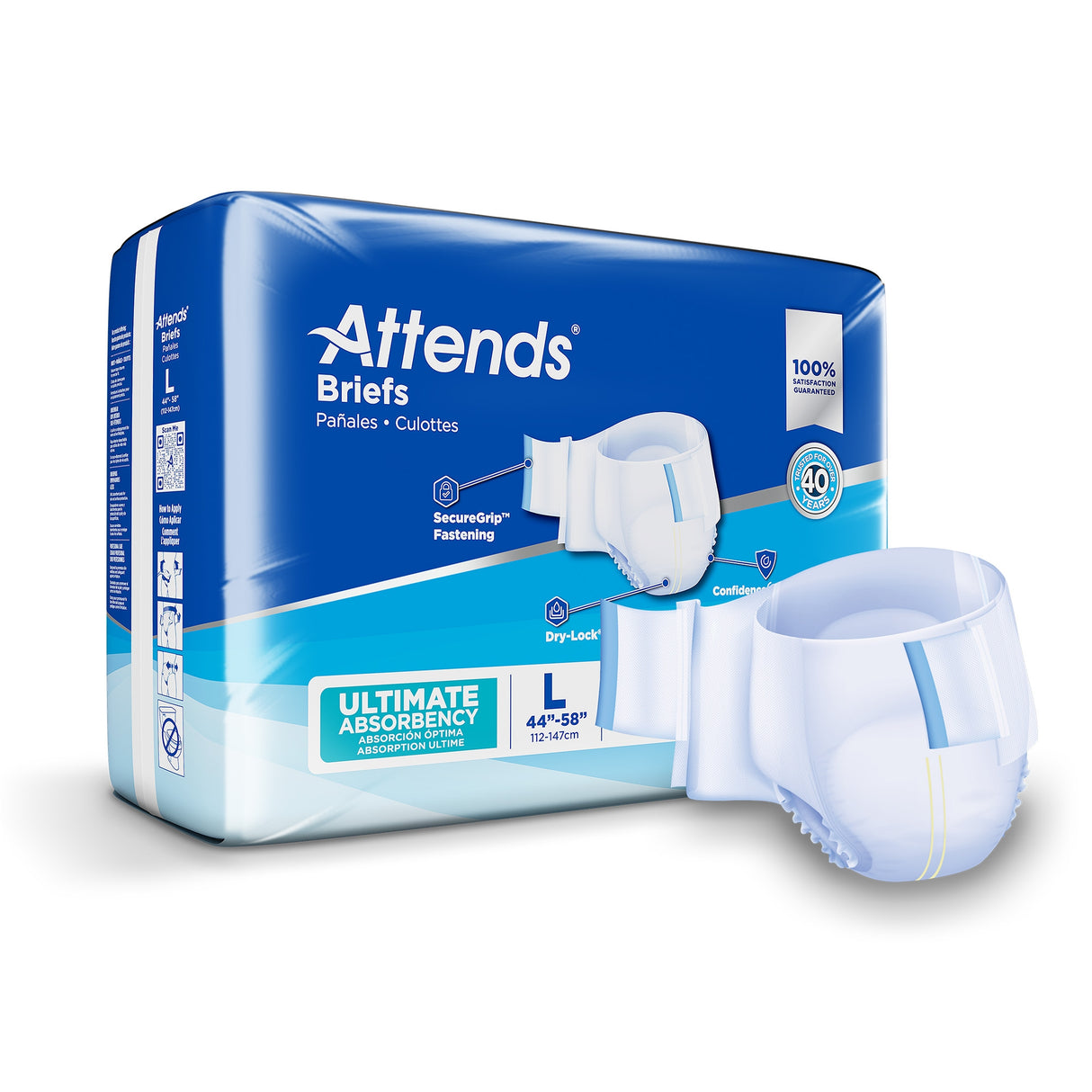 Unisex Adult Incontinence Brief Attends® Advanced Large Disposable Heavy Absorbency - BeHope