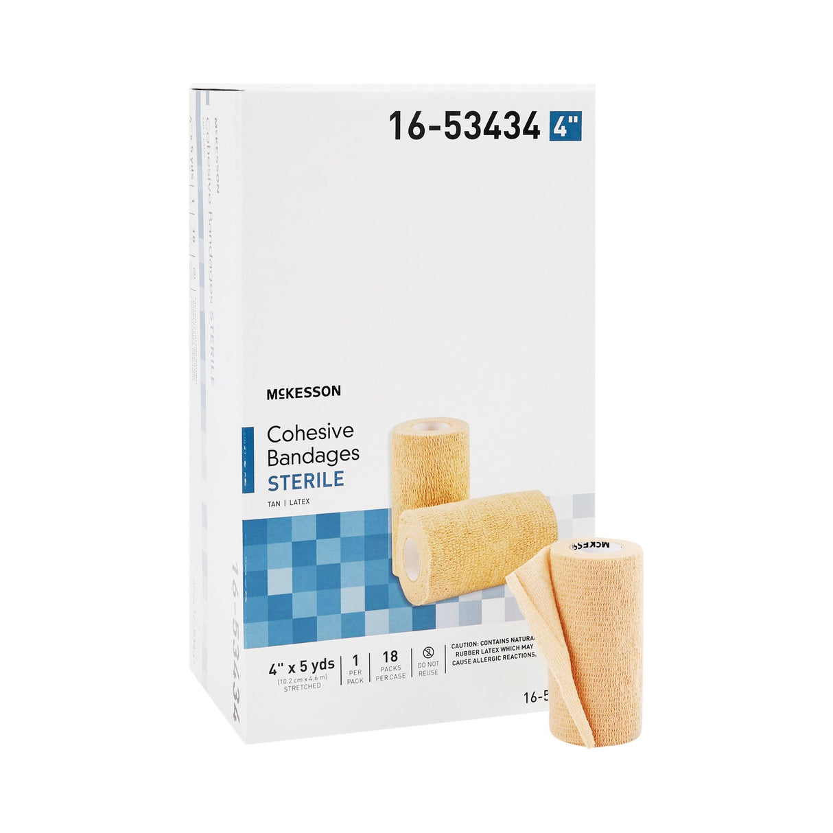 Cohesive Bandage McKesson 4 Inch X 5 Yard Self-Adherent Closure Tan Sterile Standard Compression - BeHope