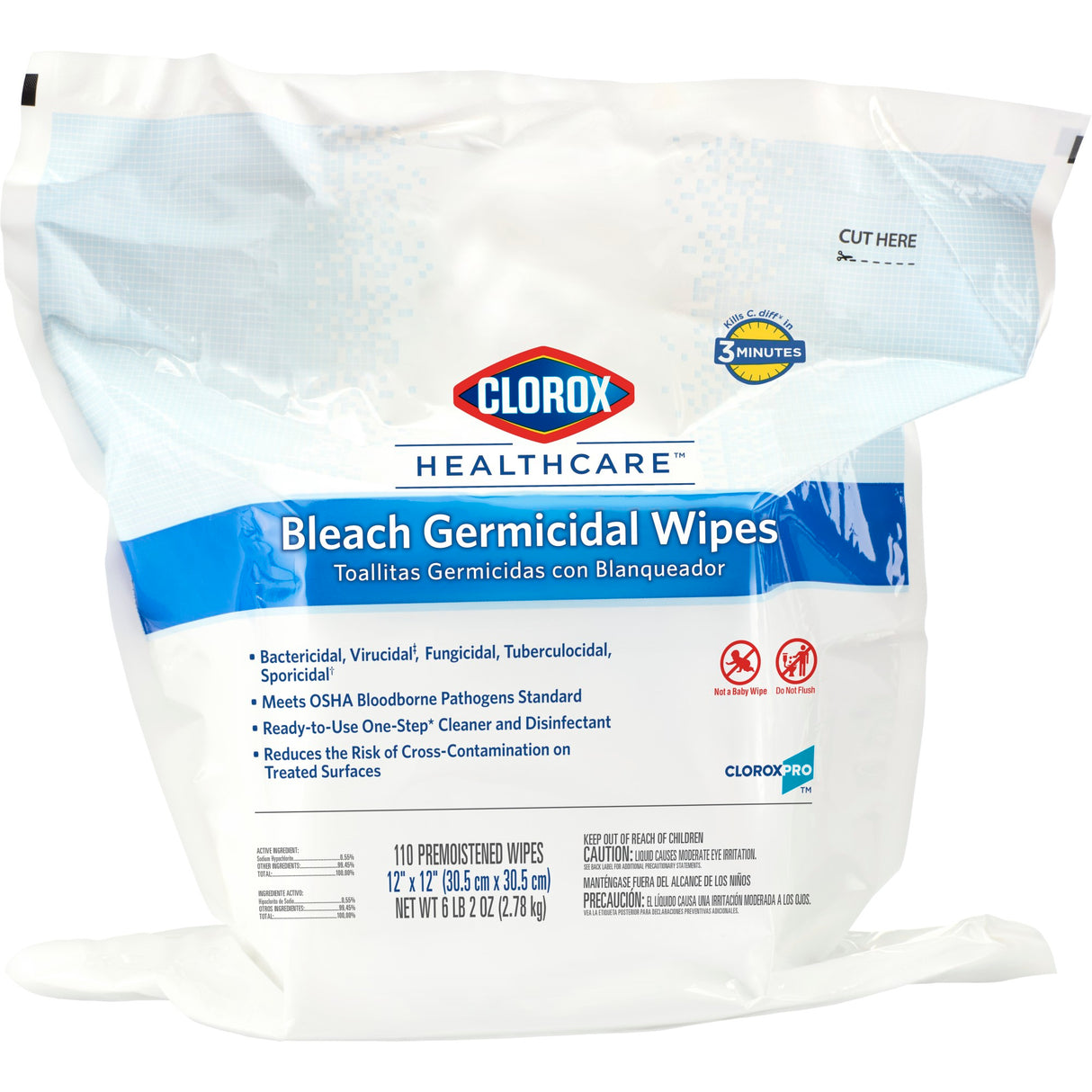 Surface Disinfectant Cleaner Refill Clorox Healthcare® Bleach Germicidal Premoistened Germicidal Manual Pull Wipe 110 Count Pouch Floral Bleach Scent NonSterile - BeHope