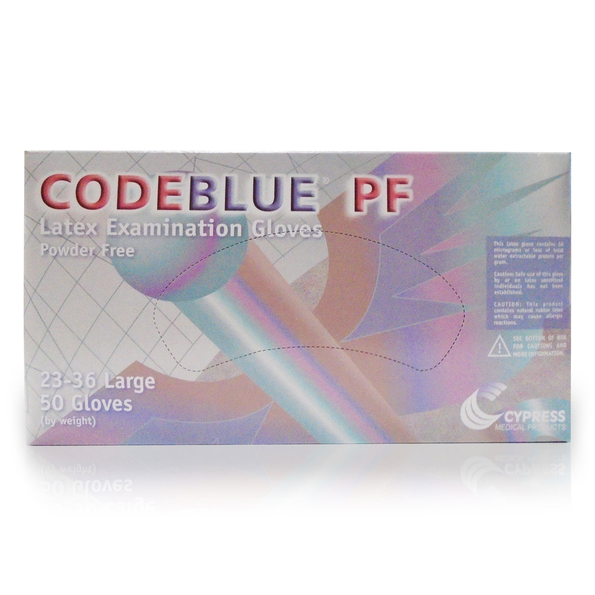 Exam Glove CODEBLUE® PF Large NonSterile Latex Extended Cuff Length Fully Textured Blue Not Rated - BeHope