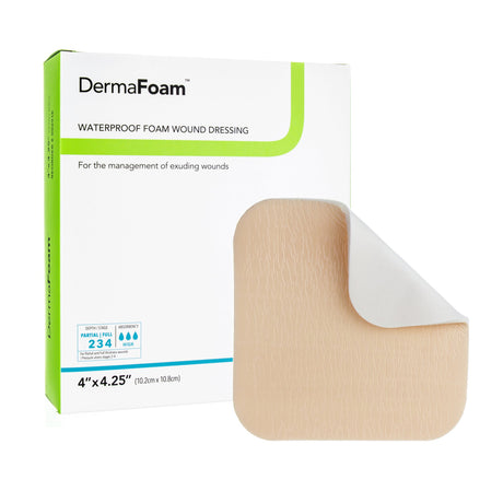 Foam Dressing DermaFoam® 4 X 4-1/4 Inch Without Border Waterproof Backing Nonadhesive Rectangle Sterile - BeHope
