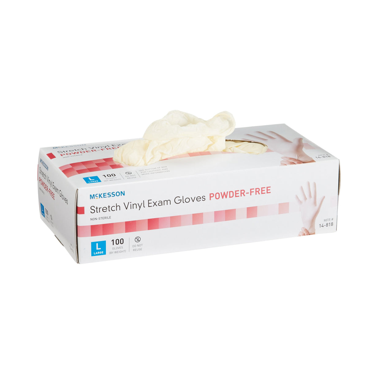 Exam Glove McKesson Large NonSterile Stretch Vinyl Standard Cuff Length Smooth Ivory Not Rated - BeHope