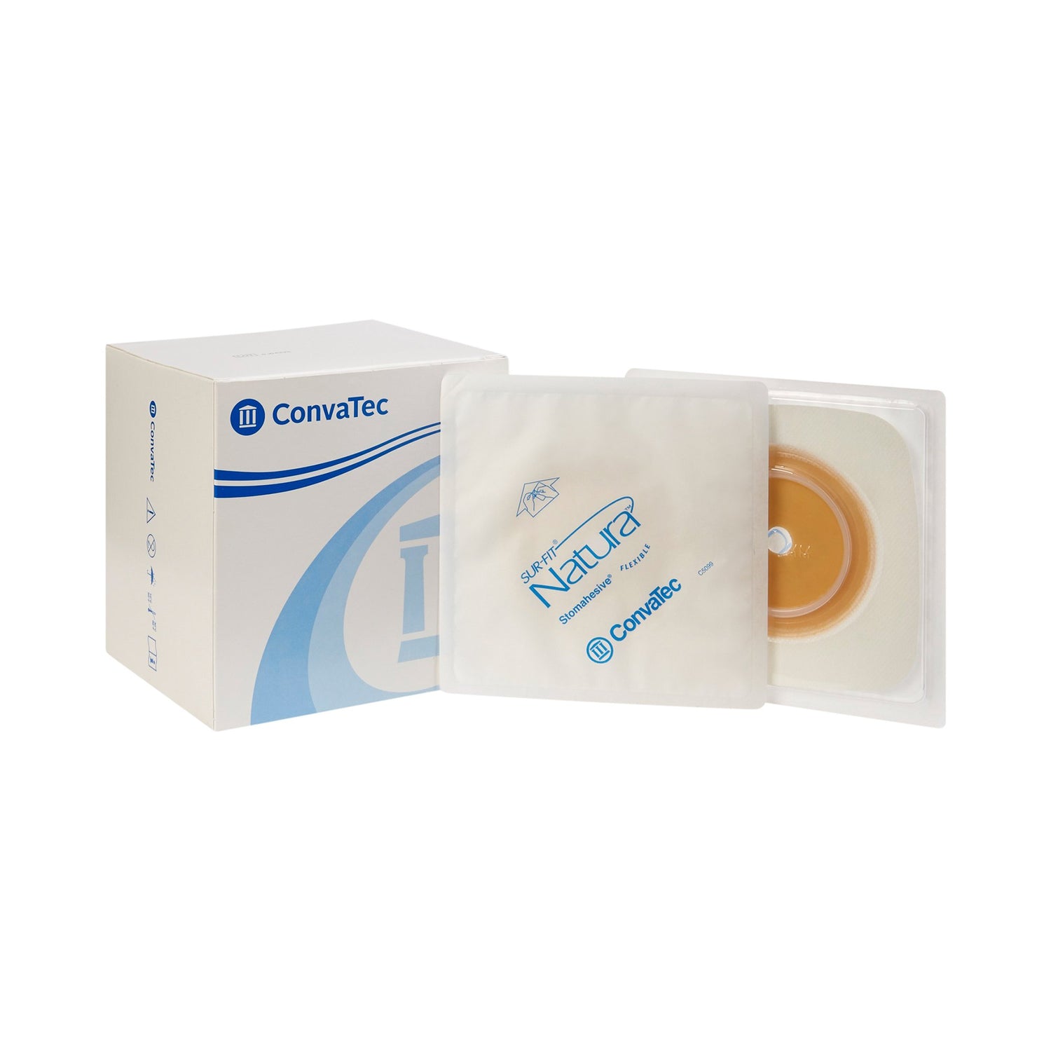 Ostomy Barrier Sur-Fit Natura® Trim to Fit, Standard Wear Stomahesive® Adhesive 57 mm Flange Sur-Fit® Natura® System Hydrocolloid 1-3/8 to 1-3/4 Inch Opening 5 X 5 Inch - BeHope