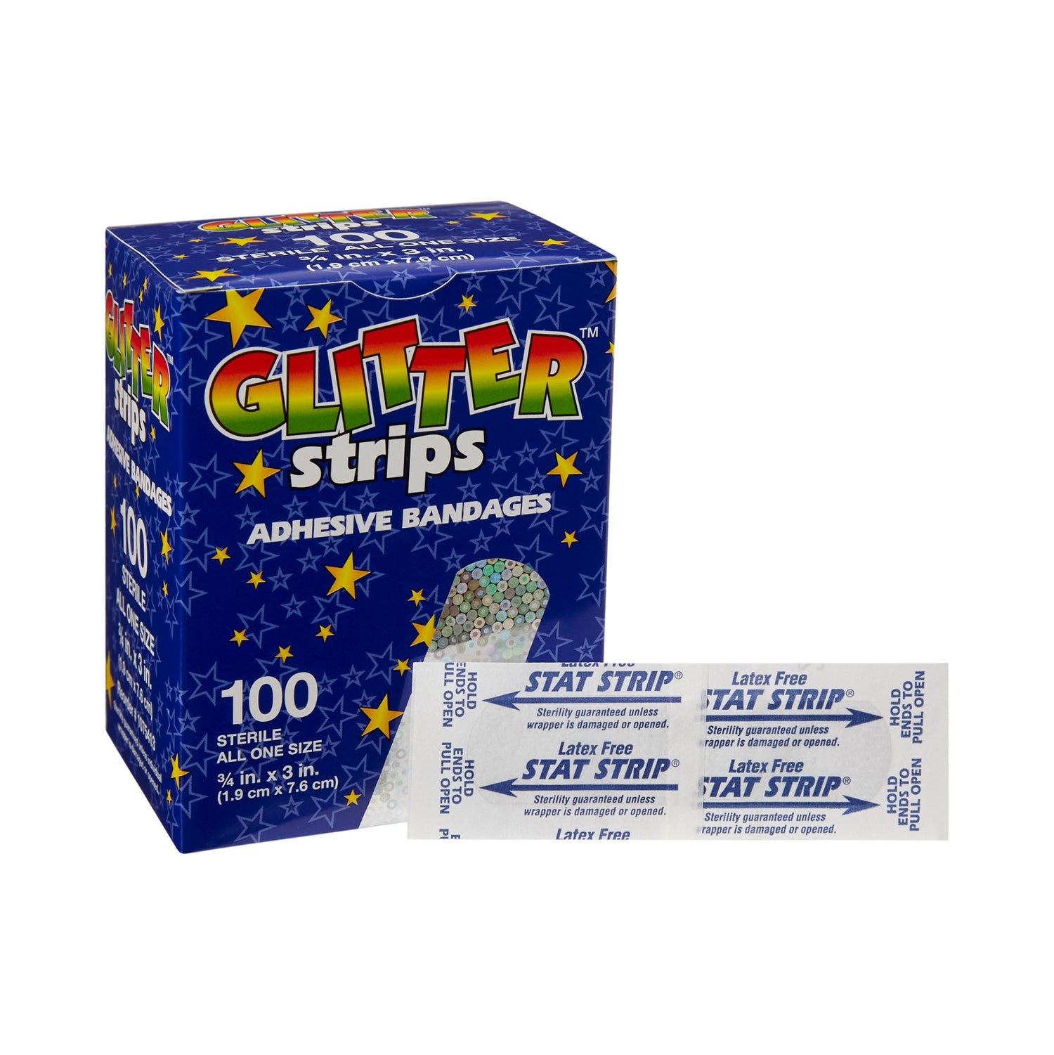 Adhesive Strip Stat Strip® Plastic Kid Design (Glitter Strips) 3/4 X 3 Inch Sterile - BeHope