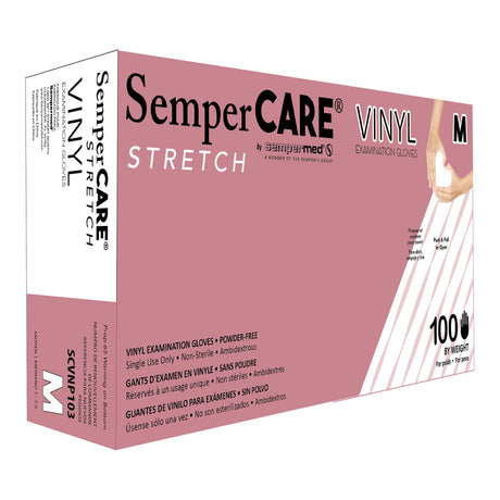 Exam Glove SemperCare® Vinyl Medium NonSterile Stretch Vinyl Standard Cuff Length Smooth Ivory Not Rated - BeHope