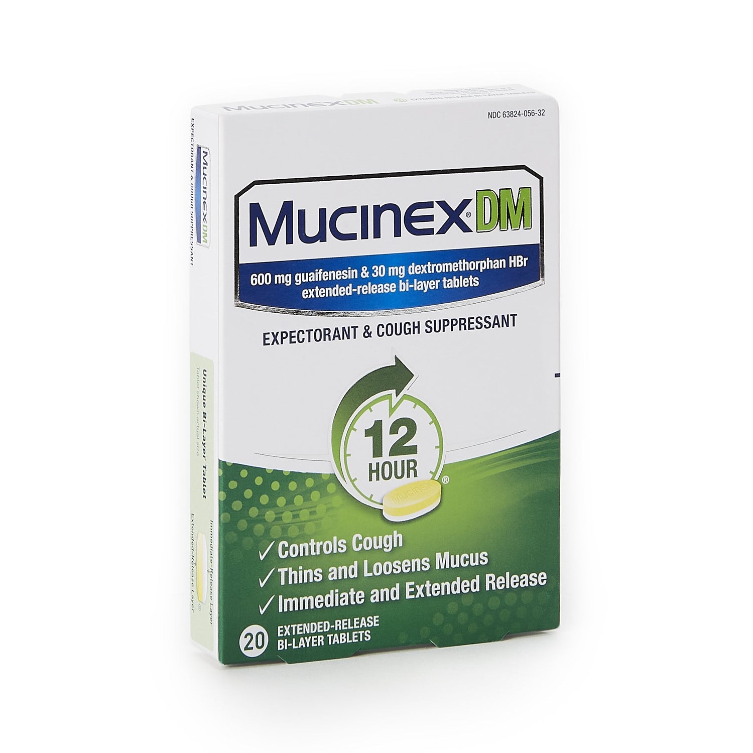 Cold and Cough Relief Mucinex® DM 600 mg - 30 mg Strength Tablet 20 per Box - BeHope
