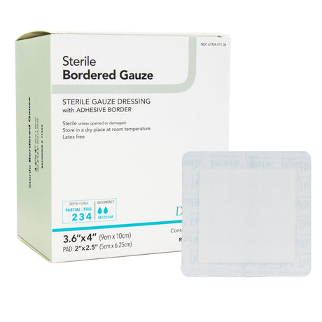 Island Dressing DermaRite® Bordered Gauze 3-3/5 X 4 Inch Square Sterile - BeHope