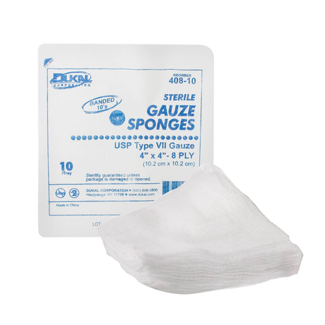 Gauze Sponge Dukal™ 4 X 4 Inch 8-Ply Sterile 10 per Tray - BeHope
