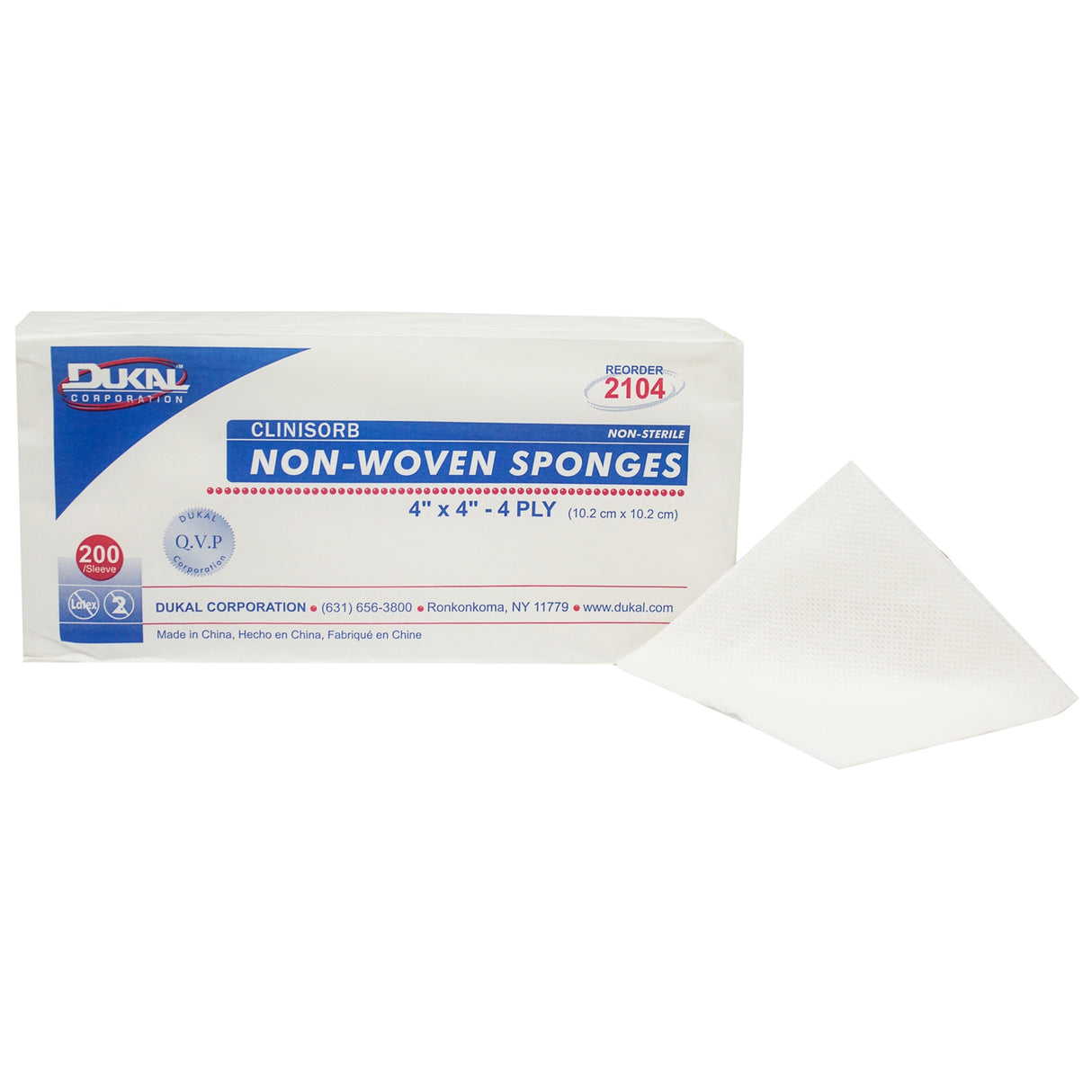 Nonwoven Sponge Clinisorb 4 X 4 Inch 4-Ply NonSterile 200 per Pack - BeHope