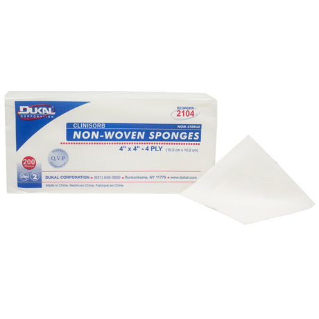 Nonwoven Sponge Clinisorb 4 X 4 Inch 4-Ply NonSterile 200 per Pack - BeHope