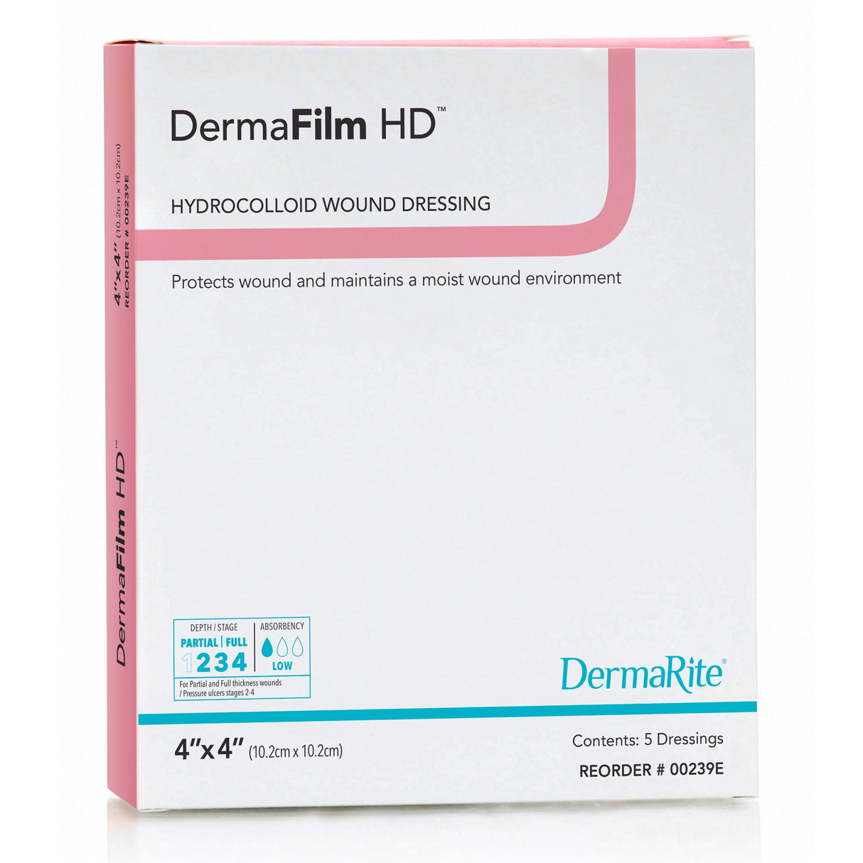 Hydrocolloid Dressing DermaFilm® HD Film Backing 4 X 4 Inch Square Hydrocolloid / Film - BeHope