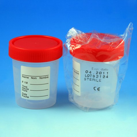 Specimen Container 2-1/4 X 2-7/8 Inch 120 mL (4 oz.) Screw Cap Patient Information Sterile - BeHope