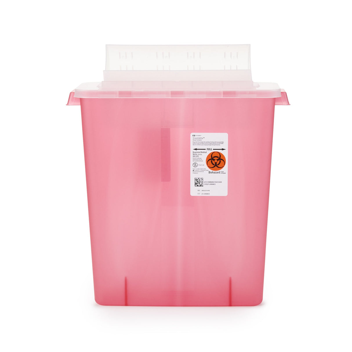 Sharps Container In-Room™ Translucent Red Base 16-1/4 H X 13-3/4 W X 6 D Inch Horizontal Entry 3 Gallon - BeHope