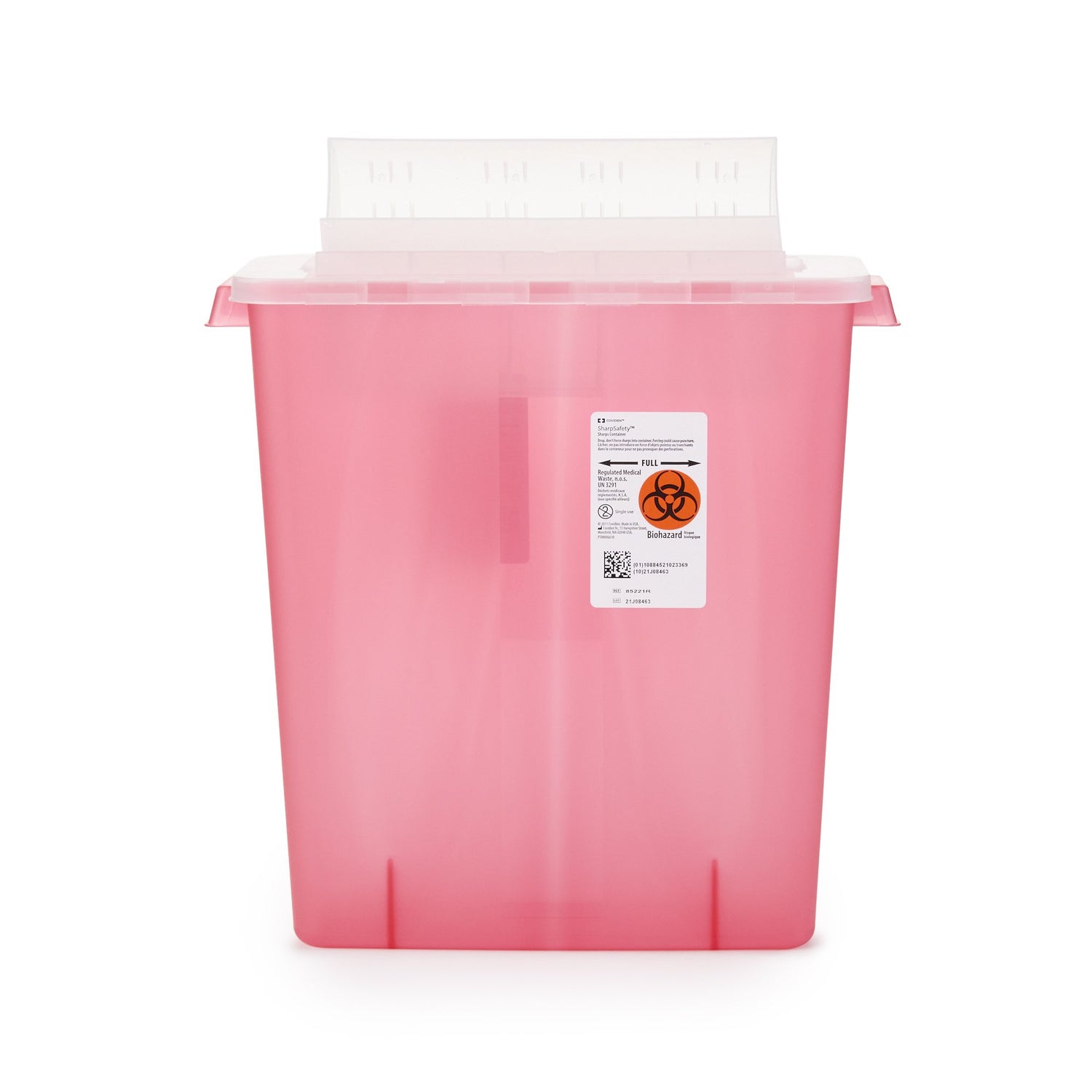 Sharps Container In-Room™ Translucent Red Base 16-1/4 H X 13-3/4 W X 6 D Inch Horizontal Entry 3 Gallon - BeHope