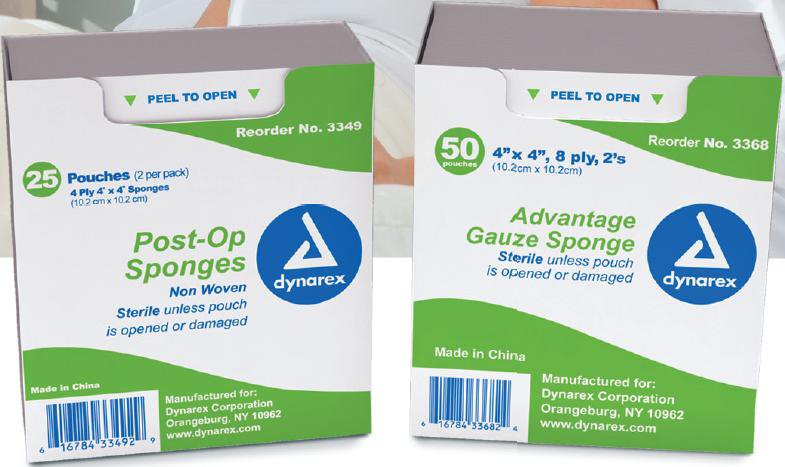 Nonwoven Sponge Dynarex® Post-Op 4 X 4 Inch 4-Ply Sterile 2 per Pack - BeHope