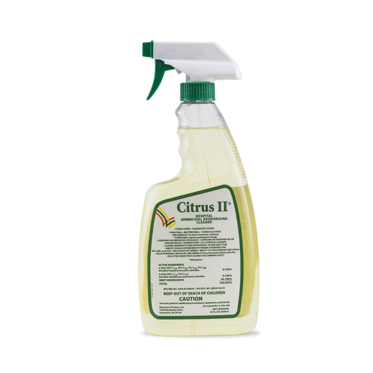 Surface Disinfectant Cleaner Citrus II® Germicidal Trigger Spray Liquid 22 oz. Bottle Original Scent NonSterile - BeHope