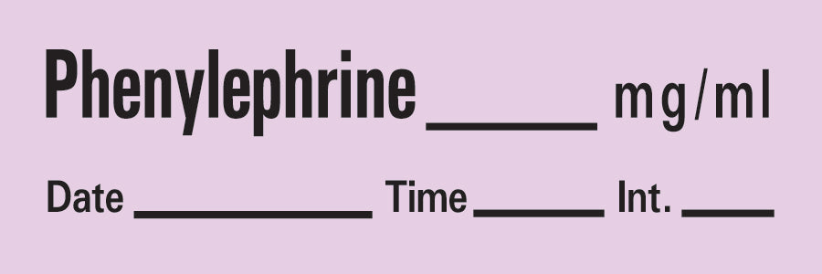 Drug Label Timemed Anesthesia Label Tape Phenylephrine_mg/mL Date_Time_Int._ Violet 1/2 X 1 Inch - BeHope