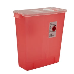 Sharps Container In-Room™ Translucent Red Base 13-3/4 H X 13-3/4 W X 6 D Inch Vertical Entry 3 Gallon - BeHope