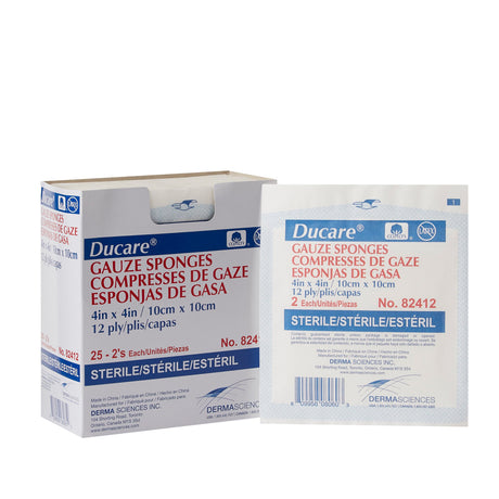Gauze Sponge Ducare 4 X 4 Inch 12-Ply Sterile 2 per Pack - BeHope