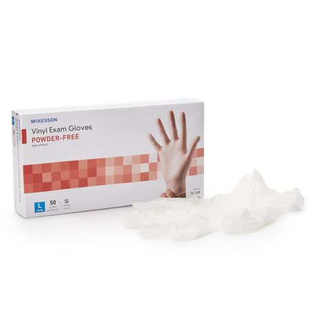 Exam Glove McKesson Confiderm® Large NonSterile Vinyl Standard Cuff Length Smooth Clear Not Rated - BeHope