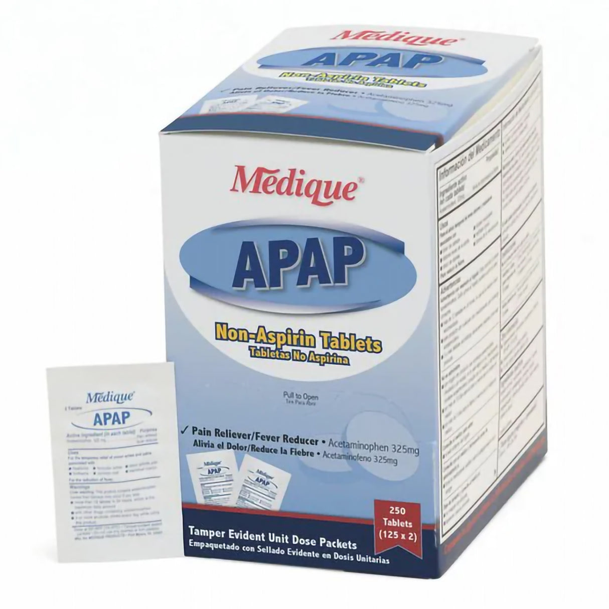 Pain Relief Medique® 325 mg Strength Acetaminophen Tablet 250 per Box - BeHope
