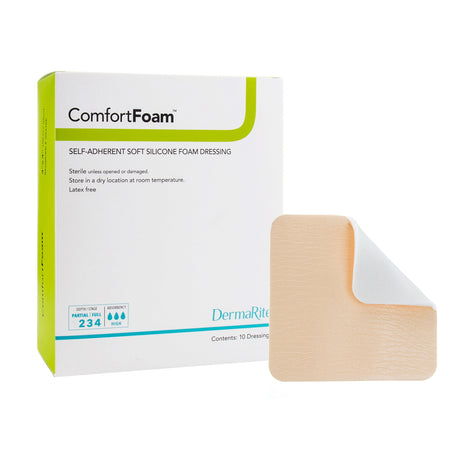 Foam Dressing ComfortFoam™ 3 X 3 Inch Without Border Film Backing Silicone Face Square Sterile - BeHope