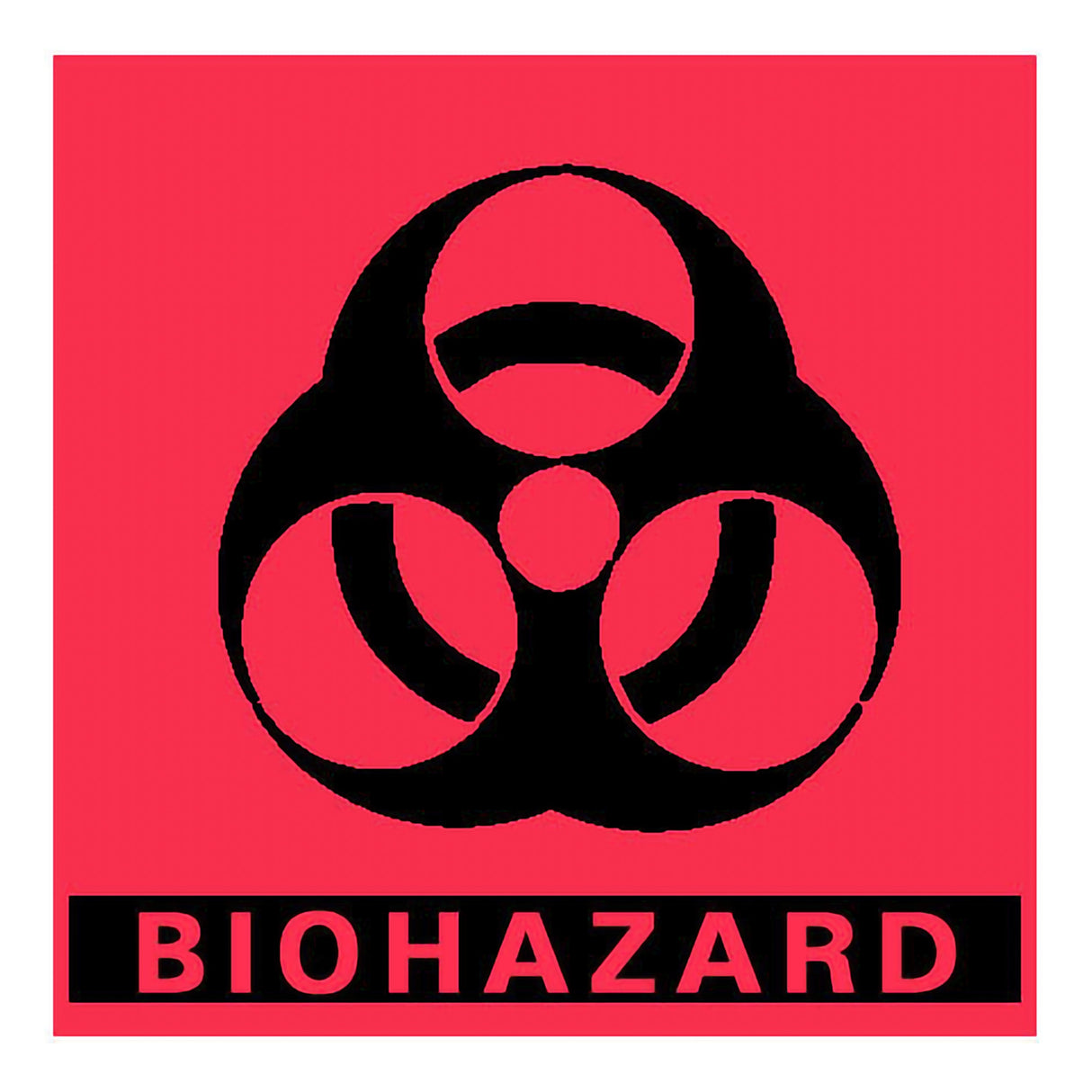 Pre-Printed Label Barkley® Caution Label Fluorescent Red Paper Biohazard / Symbol Black Biohazard 5 X 5 Inch - BeHope