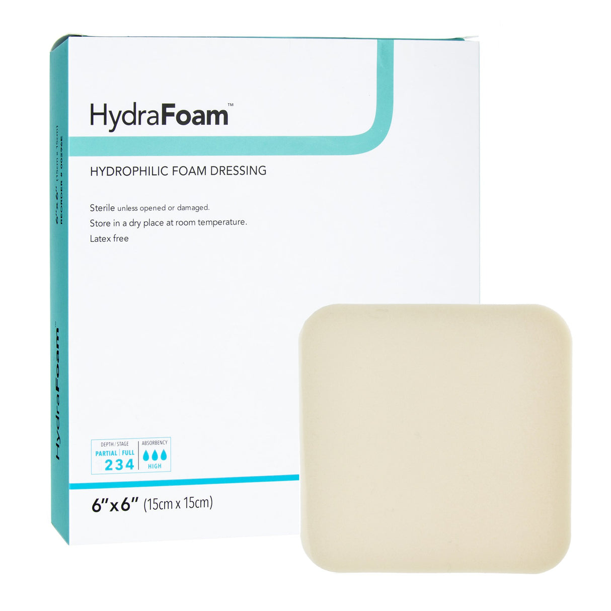 Foam Dressing HydraFoam™ 6 X 6 Inch Without Border Waterproof Backing Nonadhesive Square Sterile - BeHope