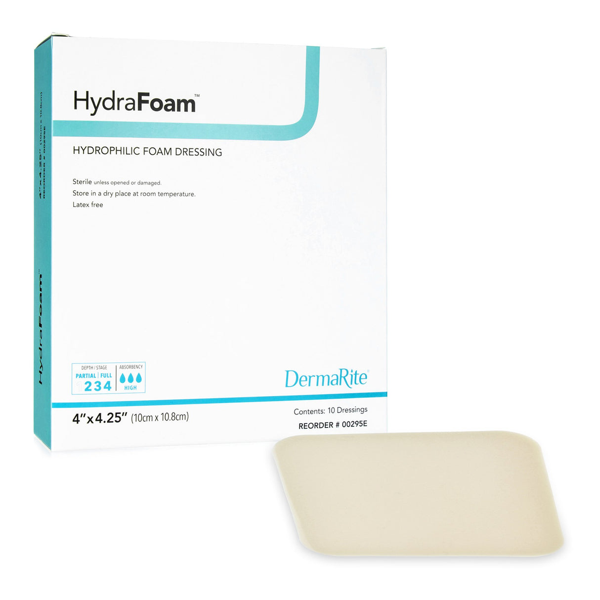 Foam Dressing HydraFoam™ 4 X 4-1/4 Inch Without Border Waterproof Backing Nonadhesive Rectangle Sterile - BeHope