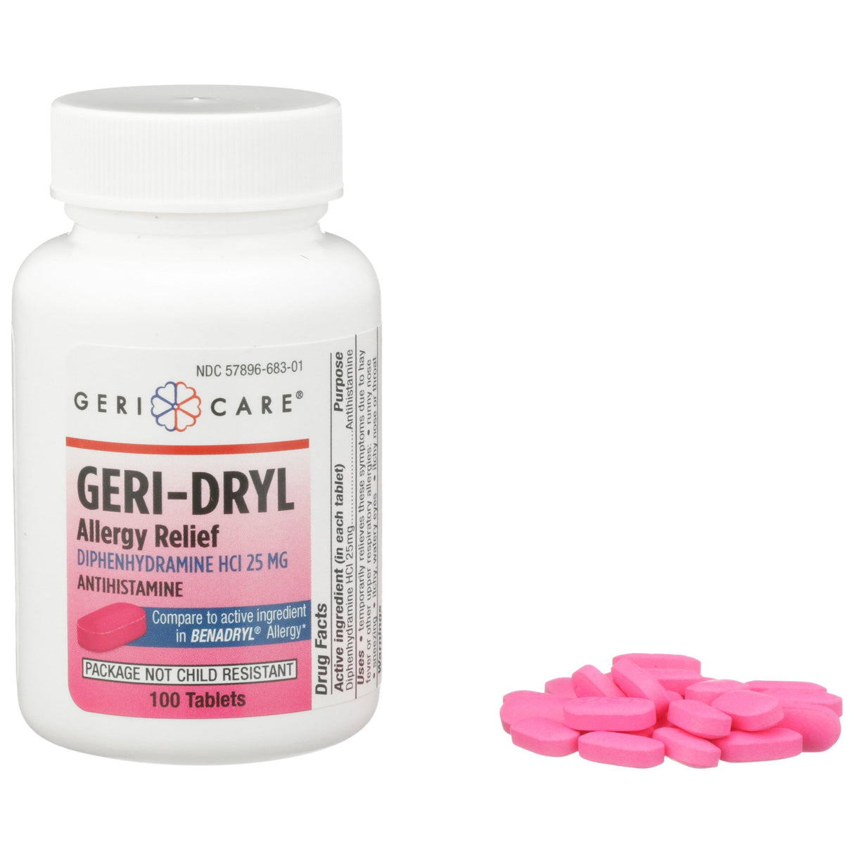 Allergy Relief Geri-Dryl 25 mg Strength Tablet 100 per Bottle - BeHope