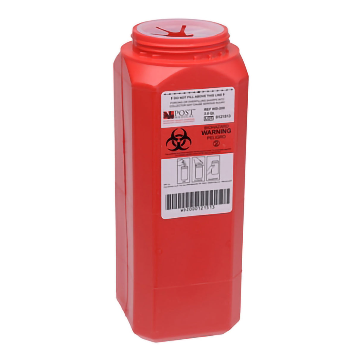 Sharps Container Post Medical A.N.D.™ Red Base 10 H X 3 W X 3 D Inch Vertical Entry 0.5 Gallon - BeHope