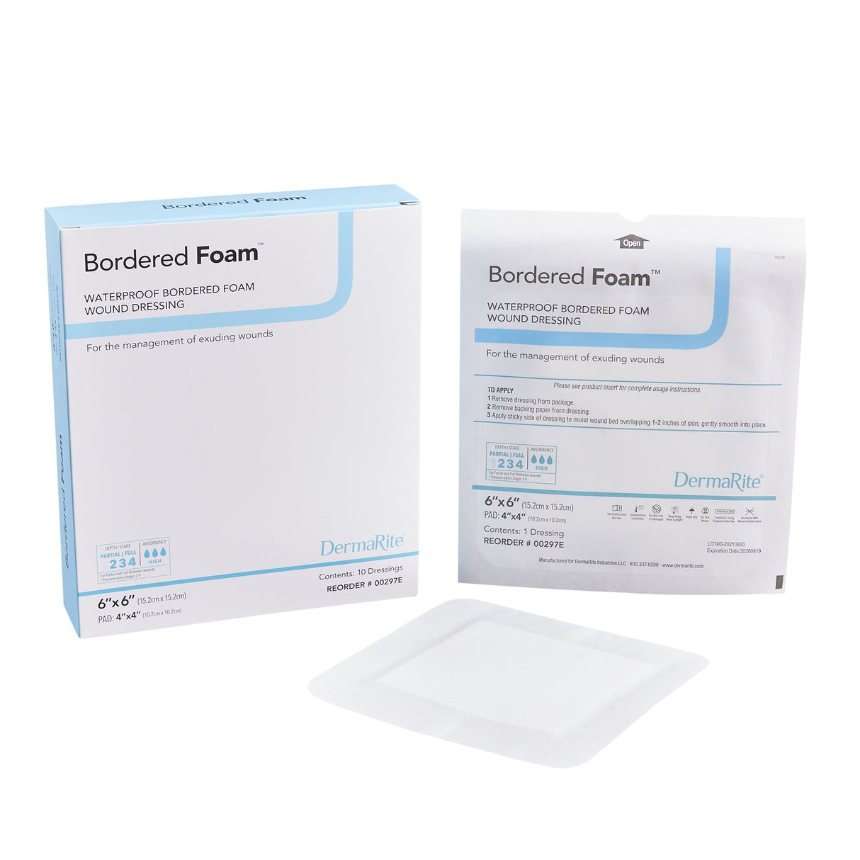 Foam Dressing BorderedFoam® 6 X 6 Inch With Border Waterproof Backing Nonacrylic Adhesive Square Sterile - BeHope