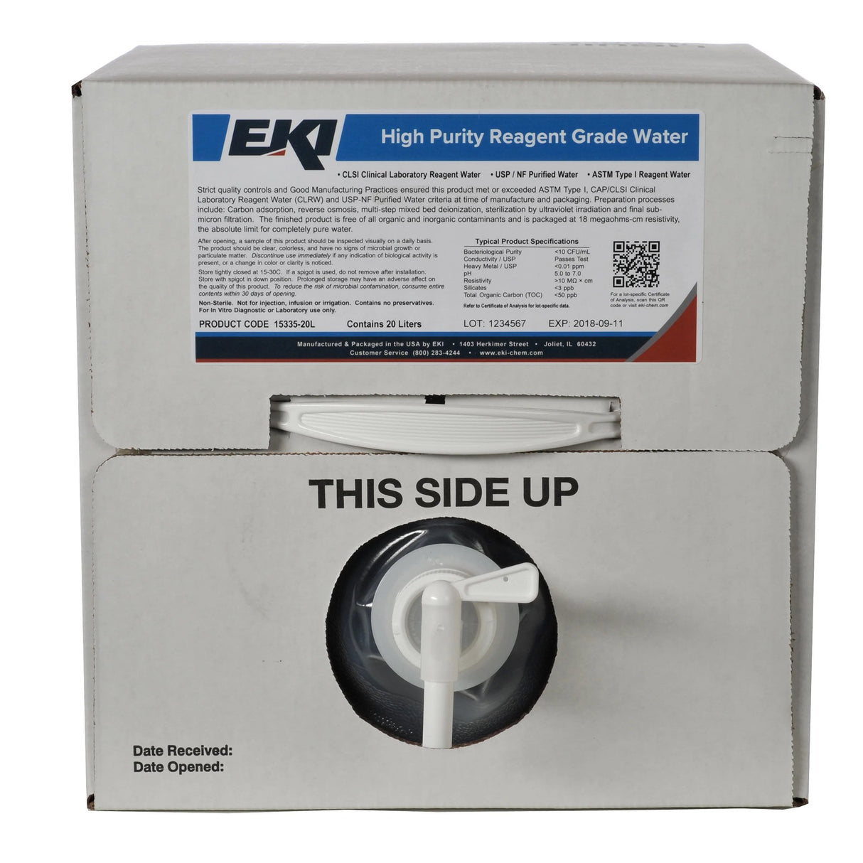 Chemistry Reagent EKI Deionized Water Reagent Grade / ASTM Type I 100% 20 Liter - BeHope