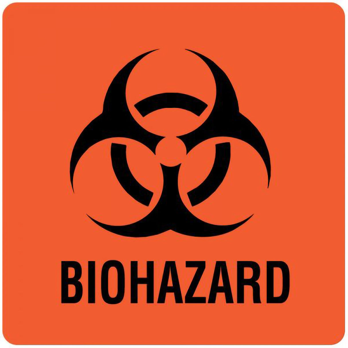 Pre-Printed Label UAL™ Caution Label Fluorescent Red Paper Biohazard / Symbol Black Biohazard 3 X 3 Inch - BeHope