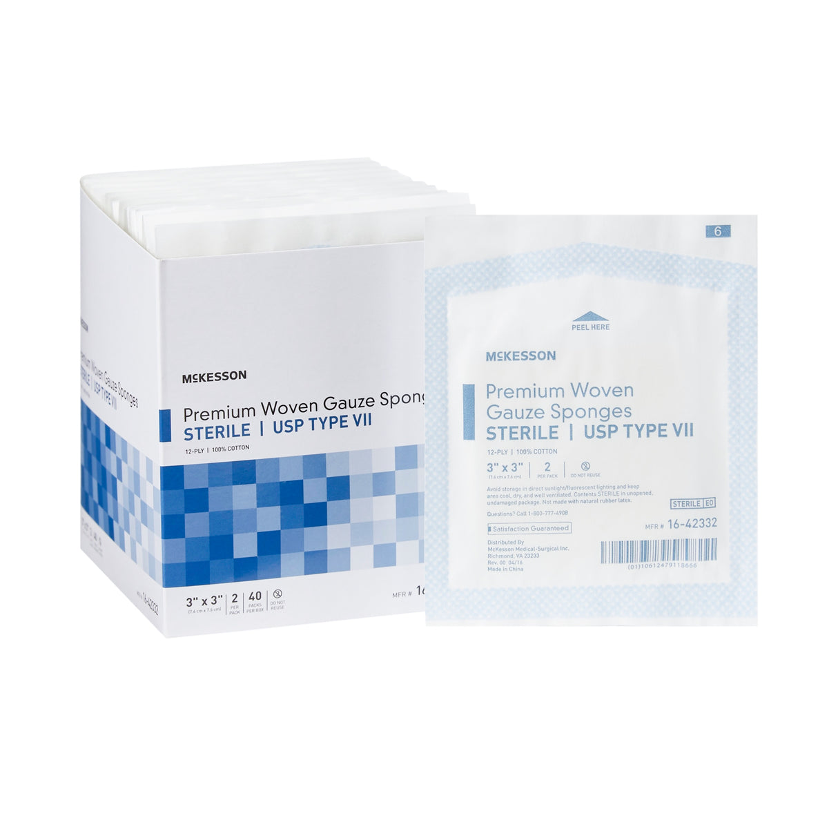 Gauze Sponge McKesson 3 X 3 Inch 12-Ply Sterile 2 per Pack - BeHope