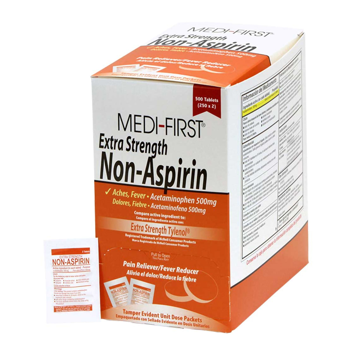 Pain Relief Medi-First® 500 mg Strength Acetaminophen Tablet 250 per Box - BeHope