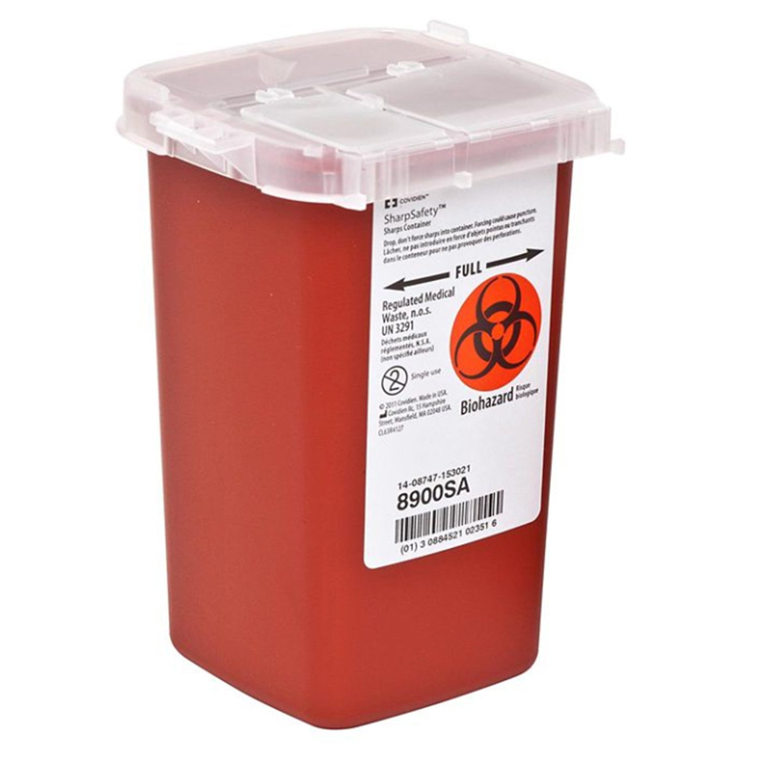 Sharps Container SharpSafety™ Red Base 6-1/4 H X 4-1/2 W X 4-1/4 D Inch Vertical Entry 0.25 Gallon - BeHope