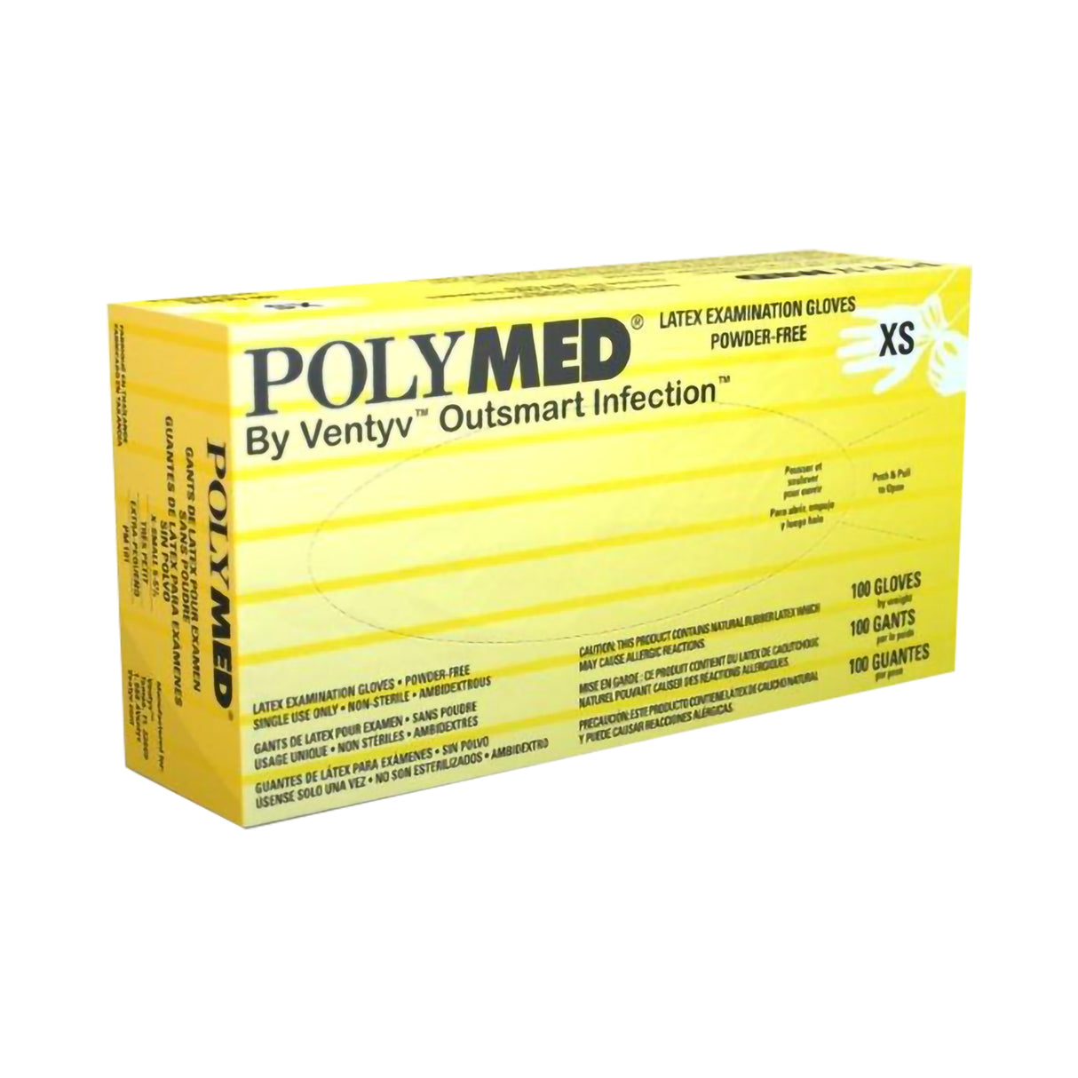 Exam Glove Polymed® X-Small NonSterile Latex Standard Cuff Length Fully Textured Ivory Not Rated - BeHope