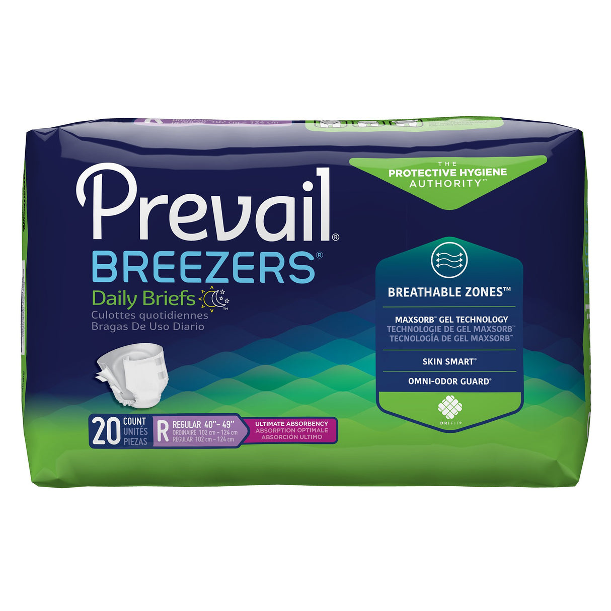 Unisex Adult Incontinence Brief Prevail® Breezers® Regular Disposable Heavy Absorbency - BeHope