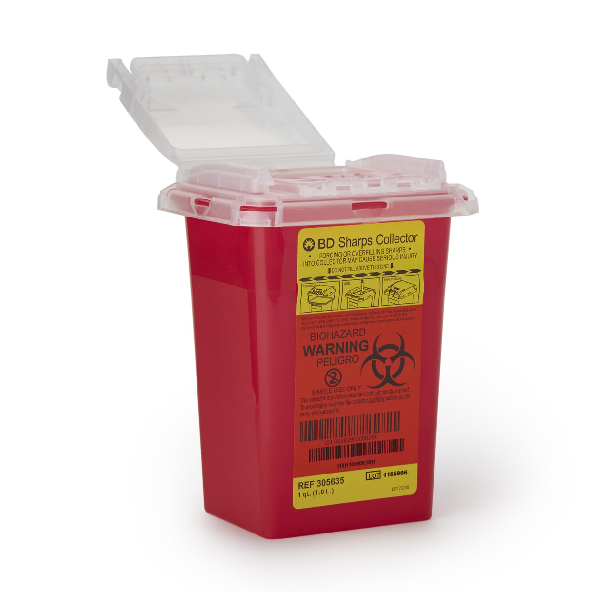 Sharps Container BD™ Red Base 7 H X 4-9/10 W X 3-9/10 D Inch Vertical Entry 0.25 Gallon - BeHope